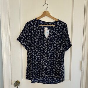 NWT Floral Navy Blue Women's Top